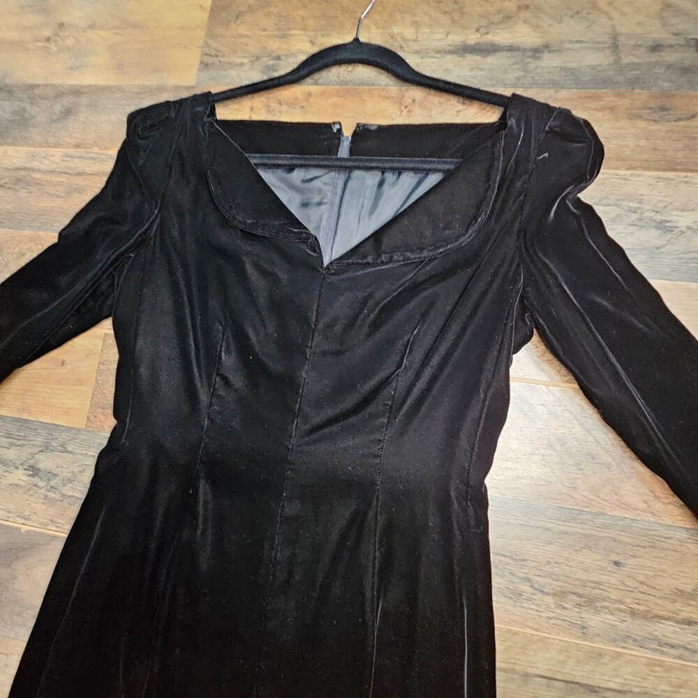 Saks Fifth Avenue Dress Womens Crushed‎ Velvet Black  10 Midi Velour Elegant